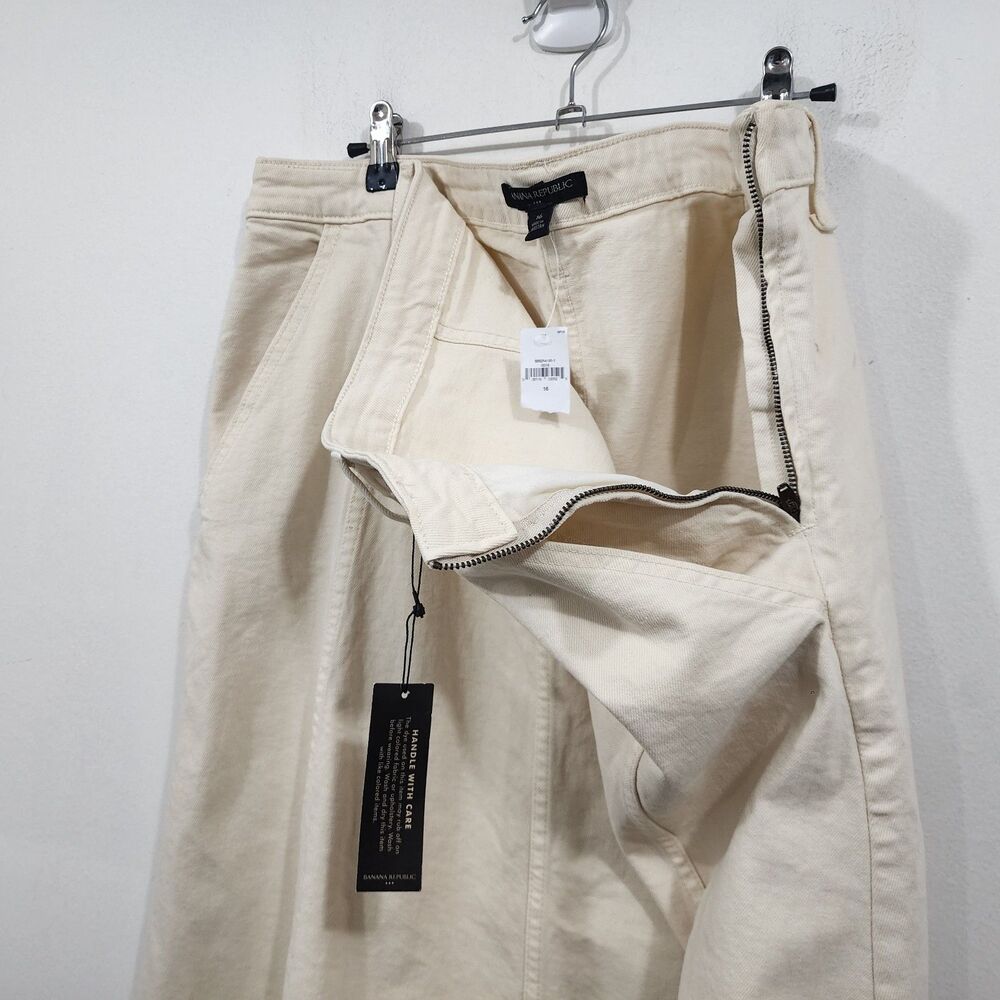 Banana Republic Denim Flare Maxi Skirt Ivory Cream High-waisted Jean NWT Size 16 - Picture 11 of 15